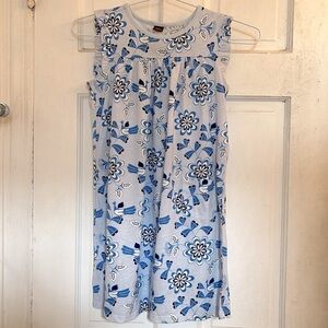 NWT Tea Collection girls blue and white floral sleeveless dress in size 8